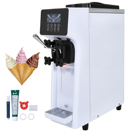 Eismaschine gewerblich 900W 10L/h, 4L Trichter LCD Selbstreinigung Softeismaschine Edelstahl