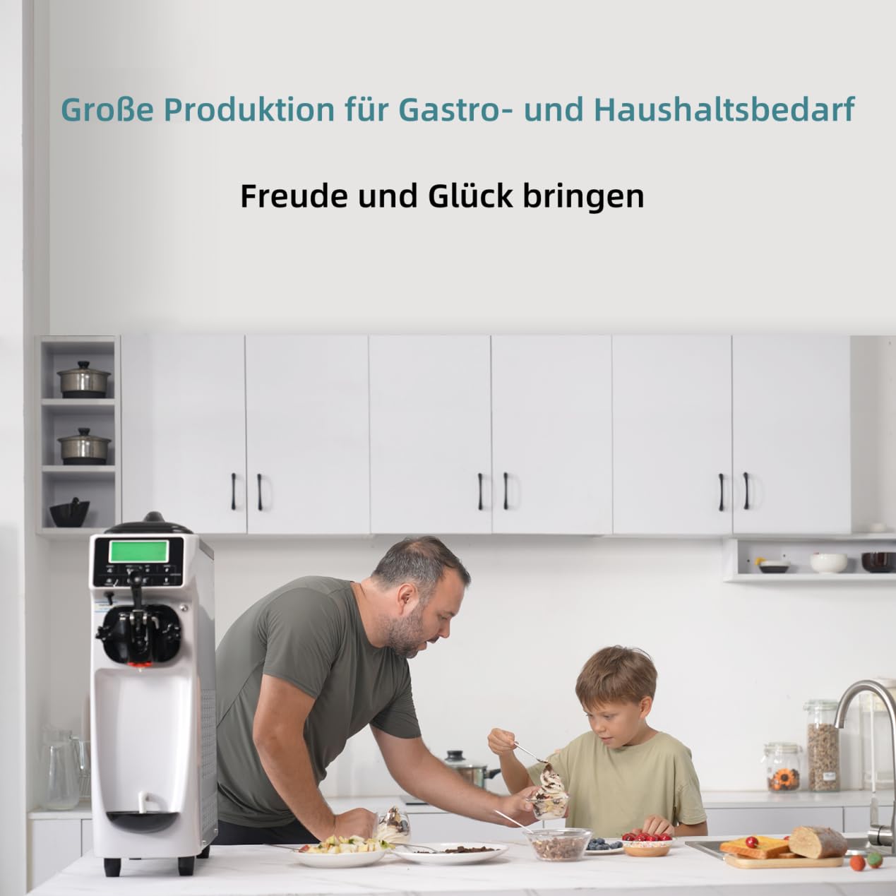 GSE Eismaschine gewerblich 1200W – 18L/h Softeis, 6L Edelstahlbehälter mit Vorkühlung, LCD-Display