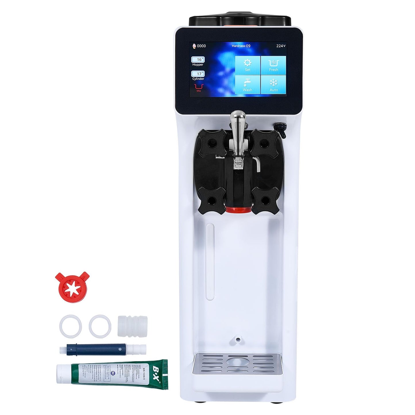 VEVOR Softeismaschine 10 L/h Gastronomie Edelstahl 4L Trichter Touchscreen Arbeitsplatte