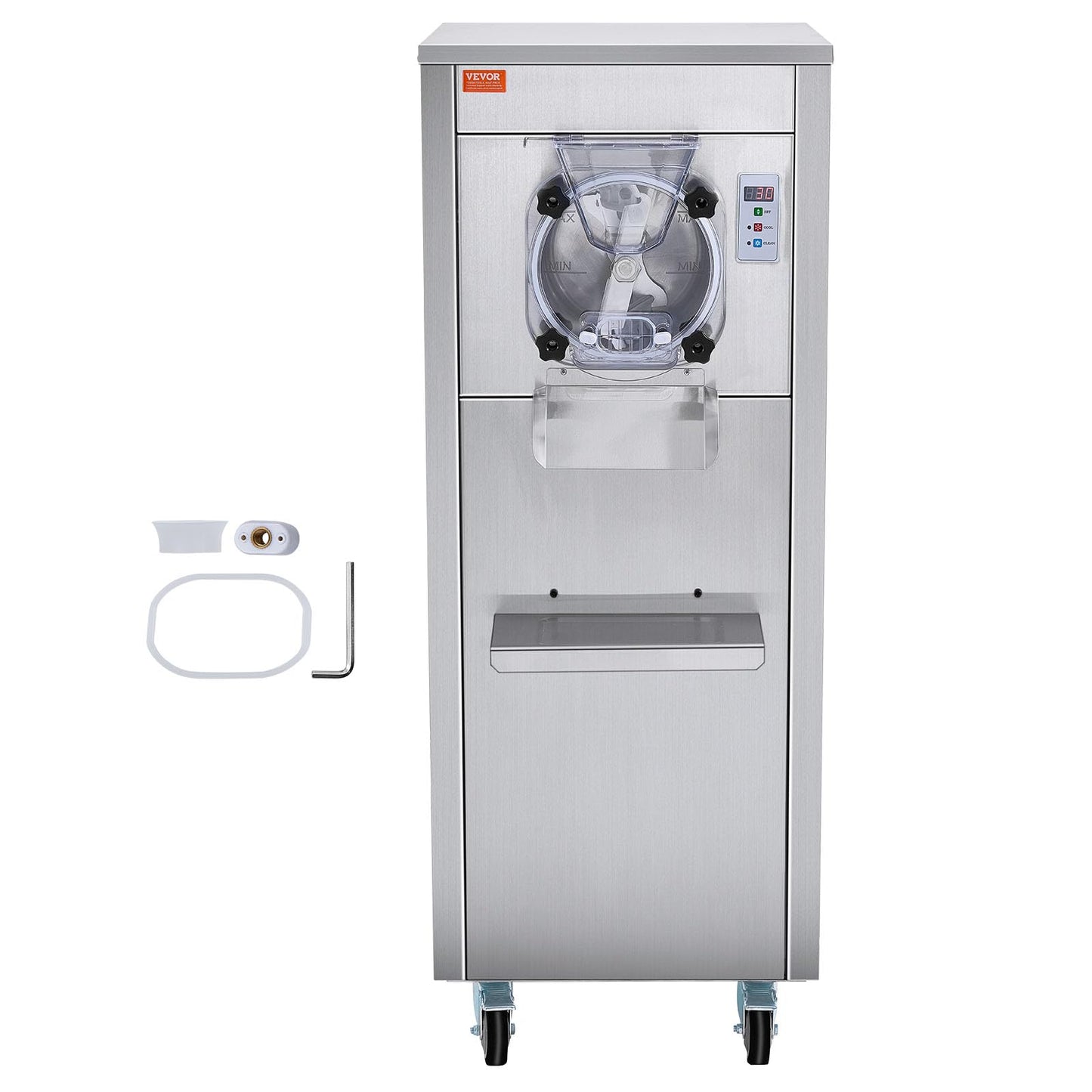 Eismaschine Gastronomie 18L/h 1800W Edelstahl, 6L Zylinder LED-Panel Softeis gewerblich