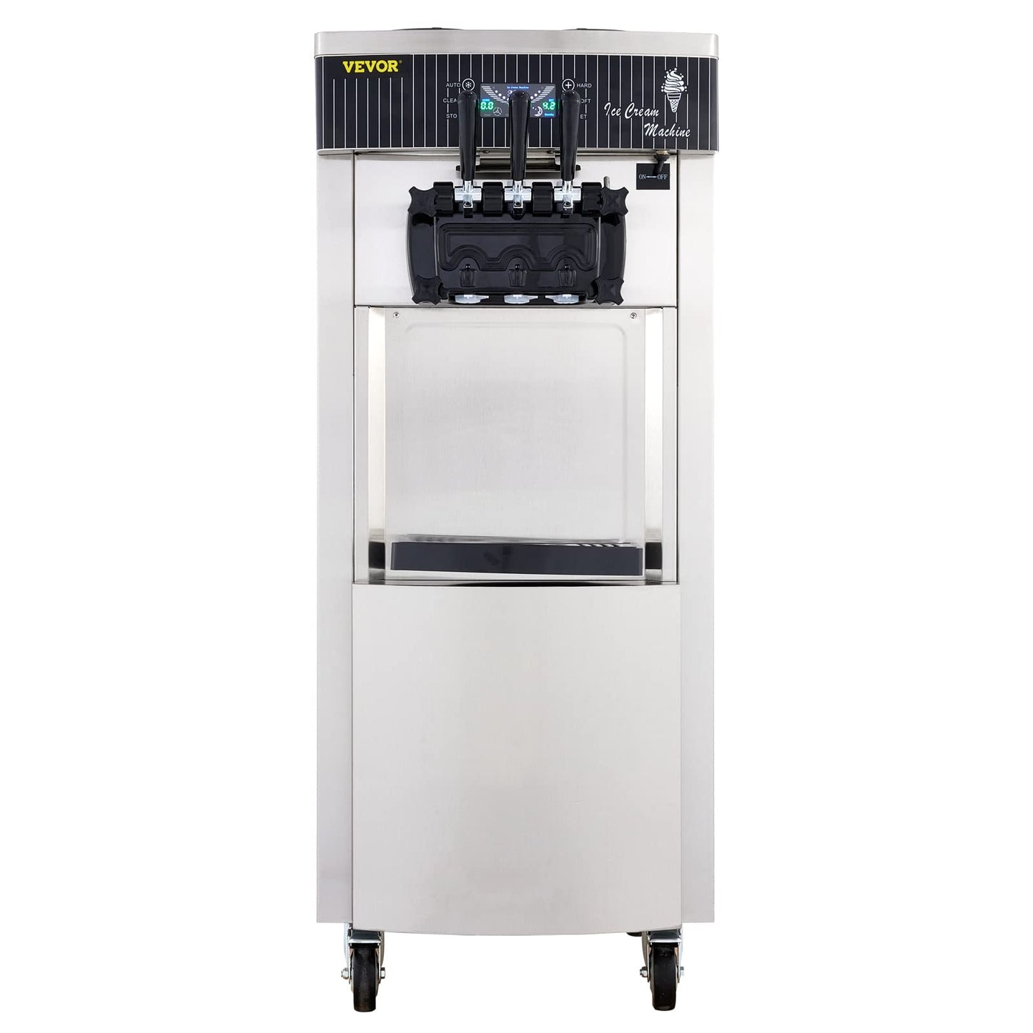 VEVOR Softeismaschine 2200W 3 Geschmacksrichtungen 2×6L Trichter LCD Gastronomie Eismaschine Edelstahl