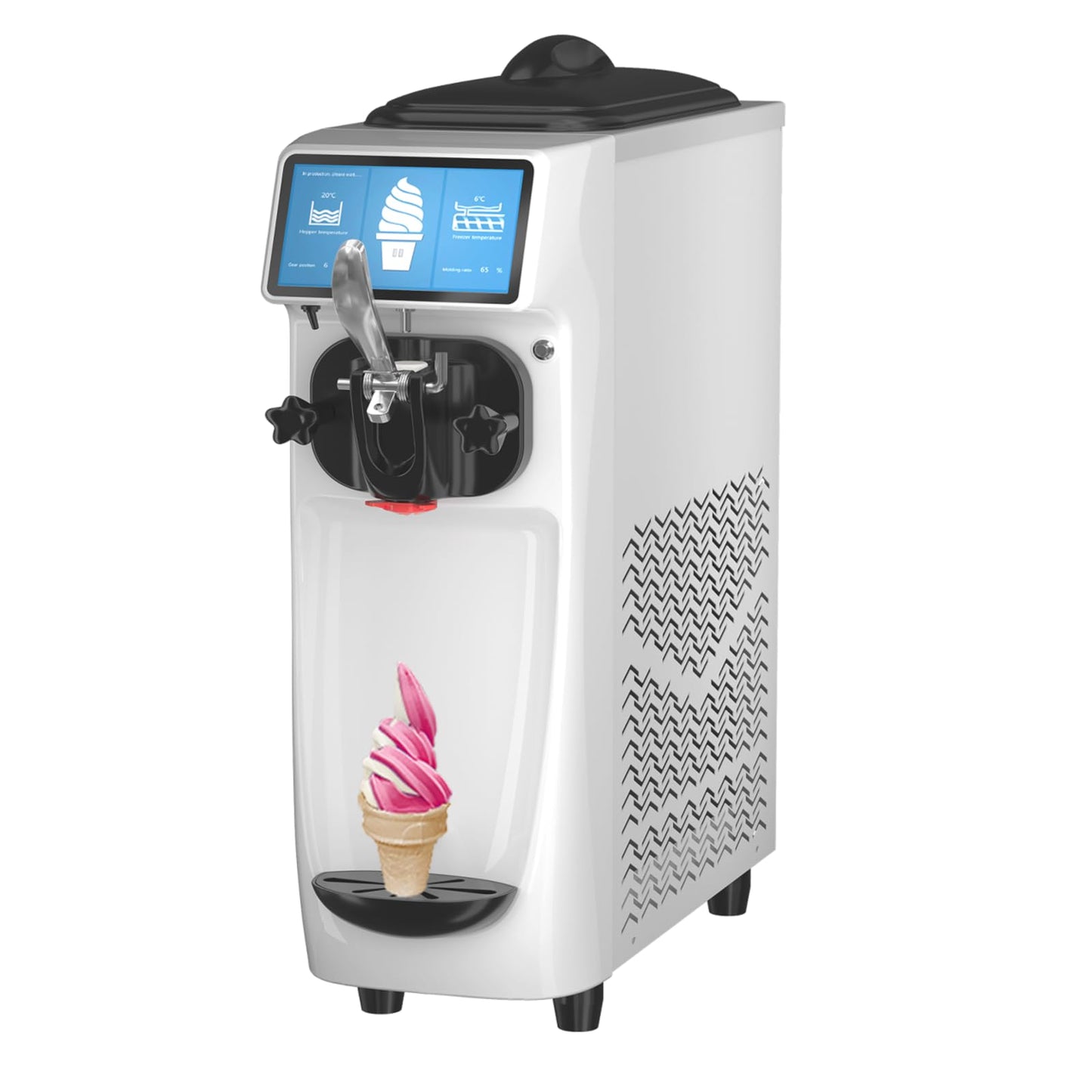 GSE Softeismaschine 1300W gewerblich – 18L/h, 6L Vorkühlung, 7" LCD-Display, flüsterleise