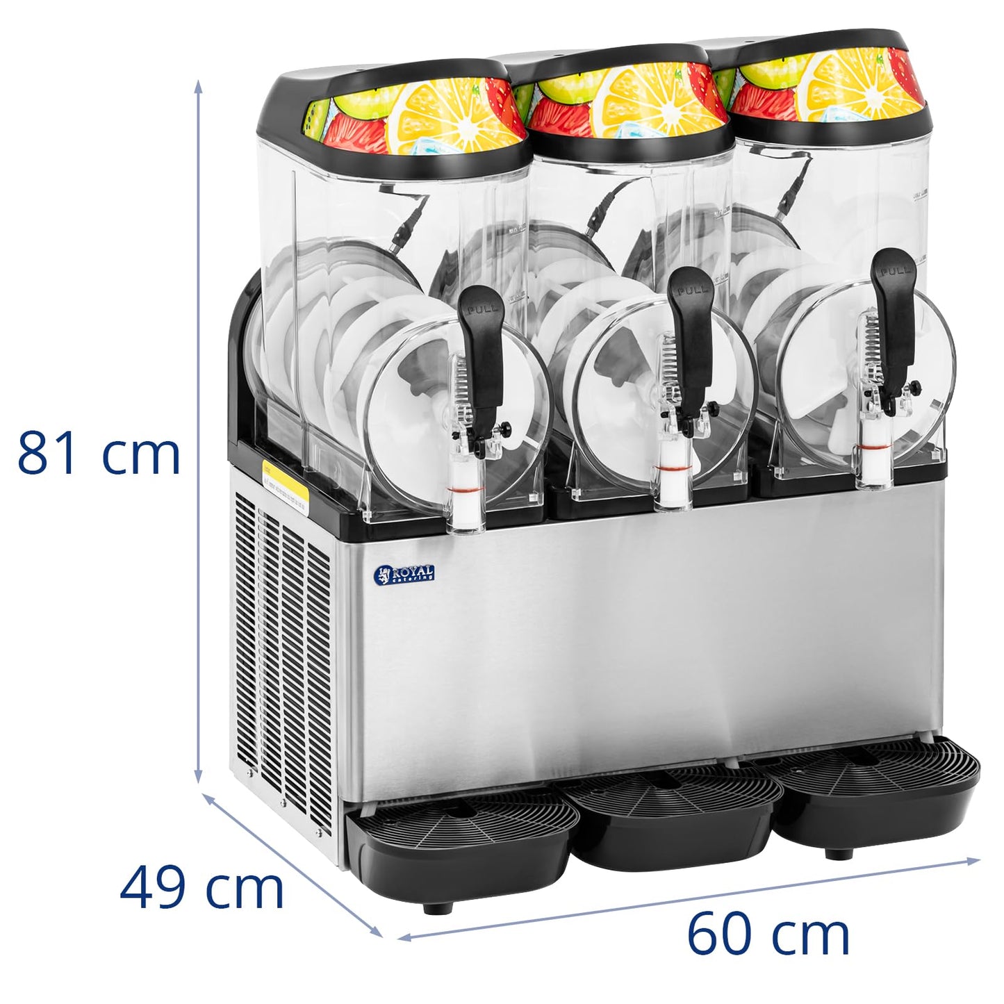 Slush-Maschine 3×12L gewerblich 960W LED-Beleuchtung Edelstahl Royal Catering RCSL 3/12A