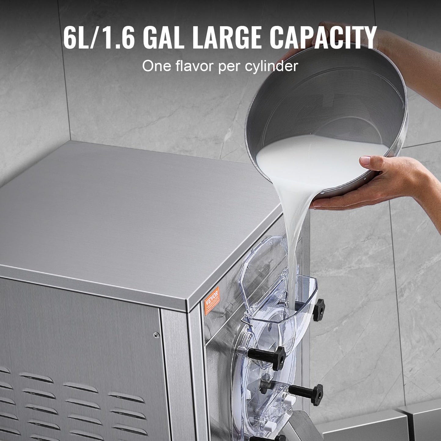 Eismaschine Gastronomie 18L/h 1800W Edelstahl, 6L Zylinder LED-Panel Softeis gewerblich