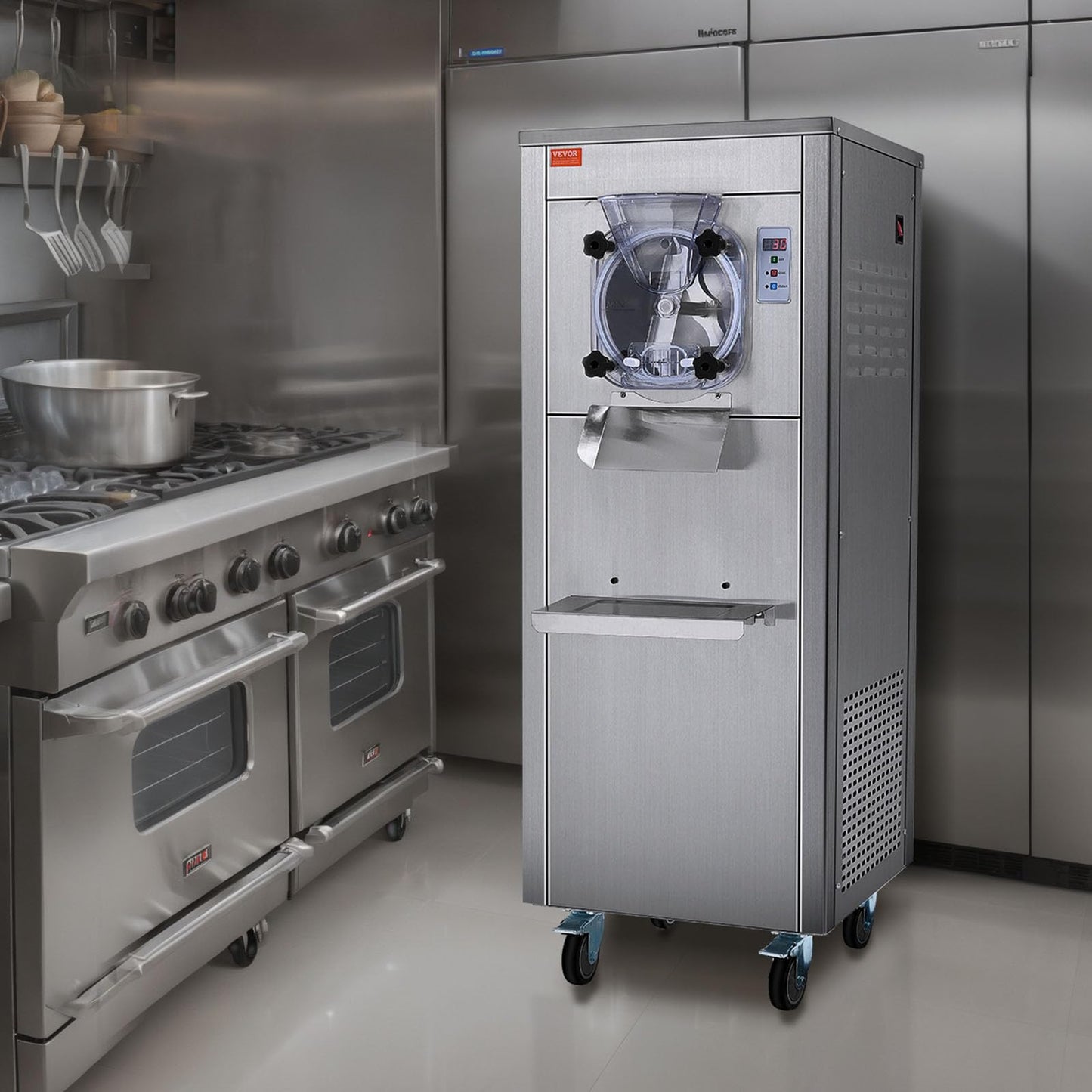 Eismaschine Gastronomie 18L/h 1800W Edelstahl, 6L Zylinder LED-Panel Softeis gewerblich